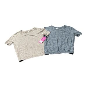 Yogalicious Heathered Short Sleeve Tees - Cream and Gray